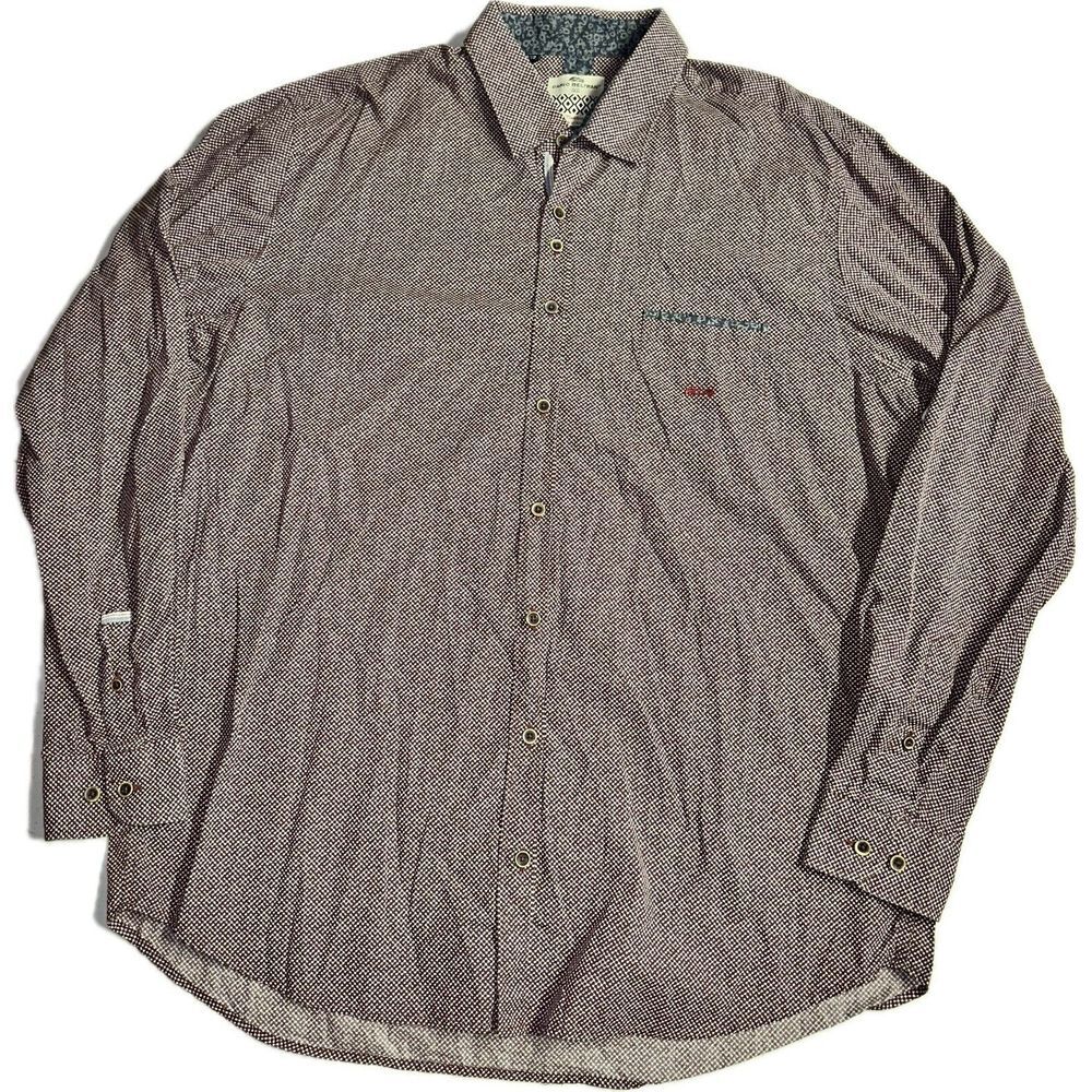 Dario Beltran Maroon Long Sleeve Dress‎ Shirt Made In Spain Men's 2XL